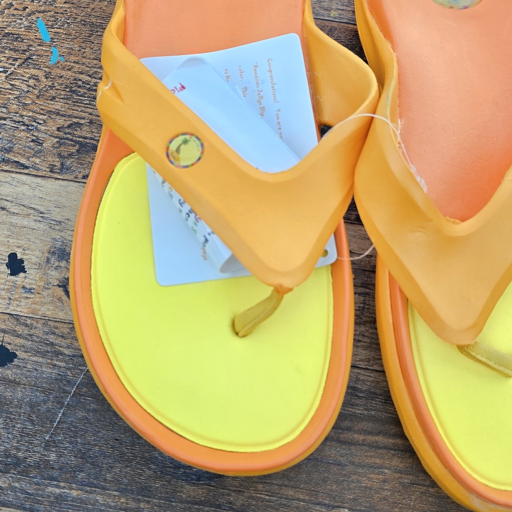 Bright Orange and Yellow Flip Flops Men's Size 8 - Picture 2 of 7